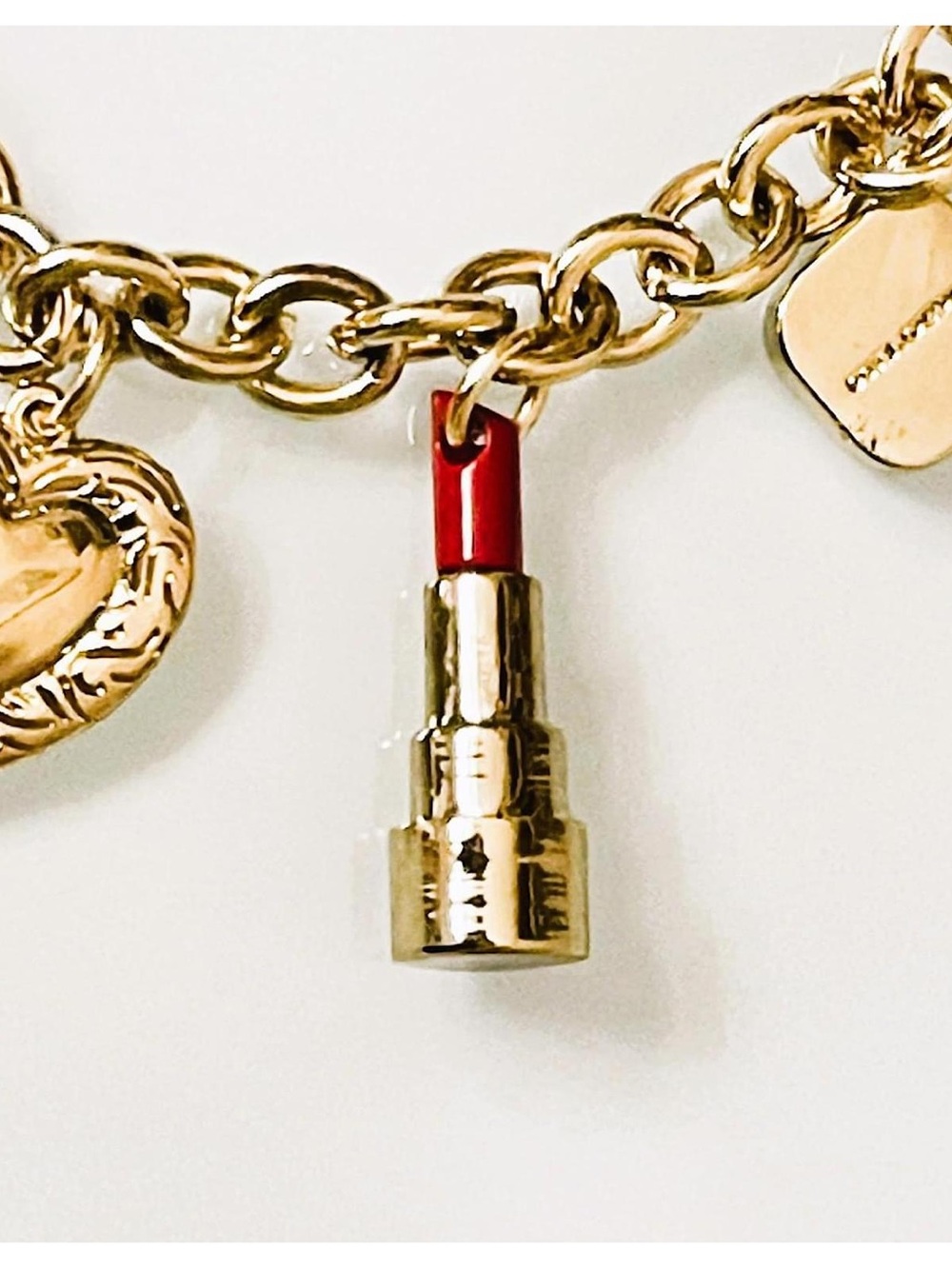 Dolce & Gabbana Gold Charm Bracelet Lipstick Perfume Rose Heart lobster clasp - Picture 3 of 6
